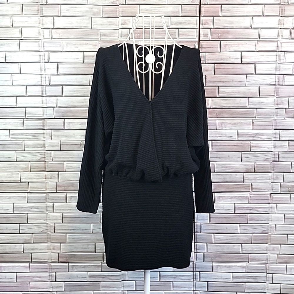 Unbranded sweater dress ribbed knit in black Size M